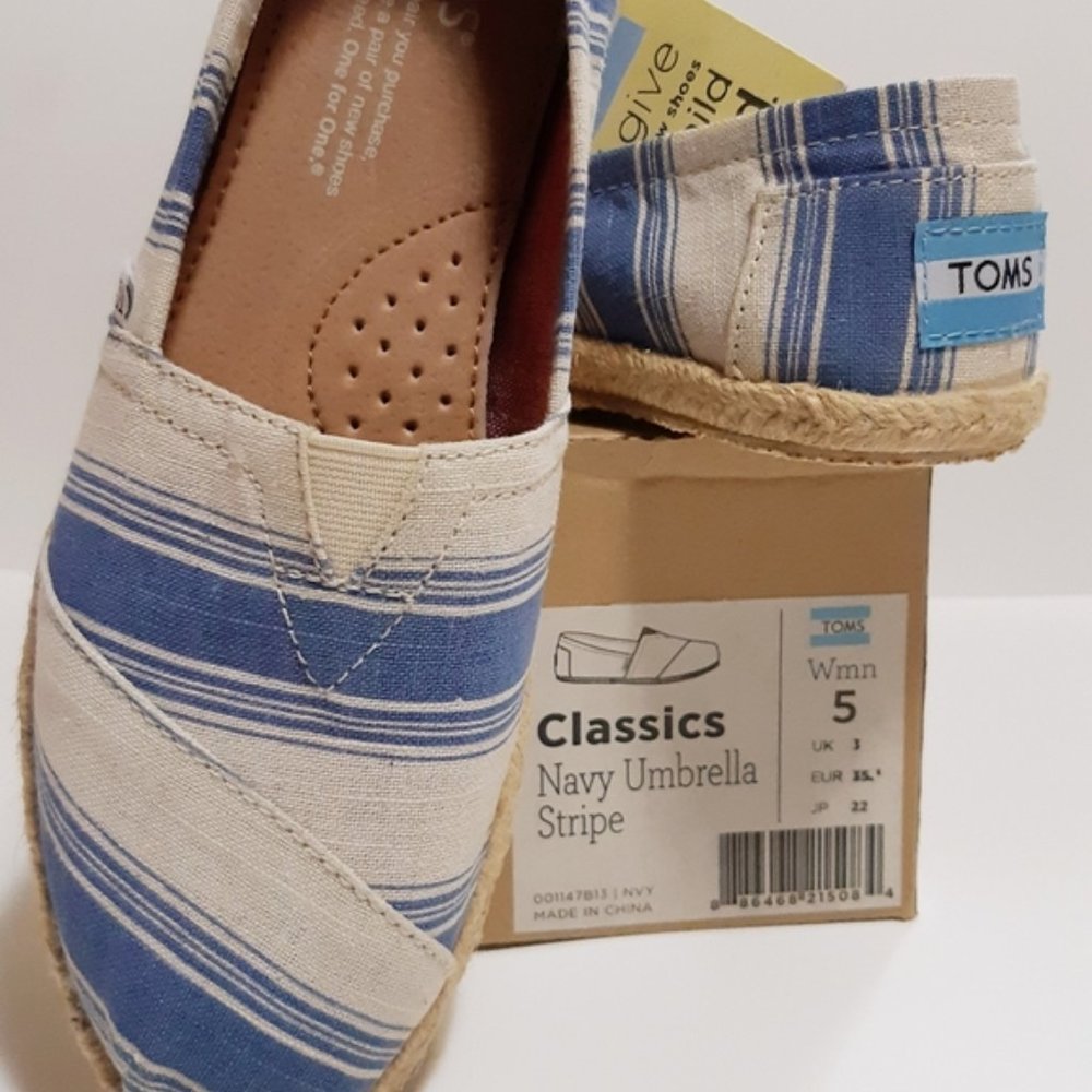 TOMS Navy Umbrella Stripe
